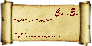 Csánk Ernő névjegykártya